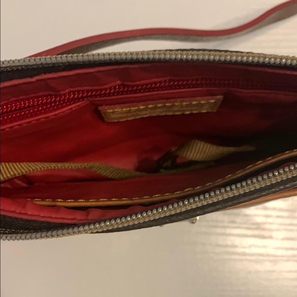 Dooney & Bourke Brownand Tan Leather Shoulder Bag - Picture 4 of 13